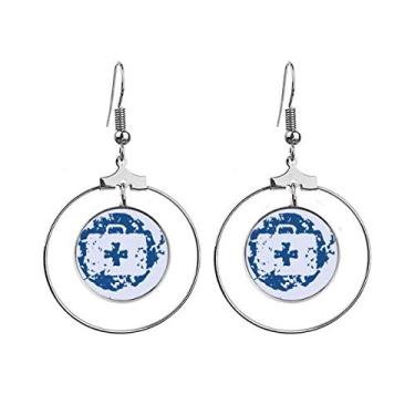 Imagem de Kit de Primeiros Socorros Azul Brincos com Estampa de Ilustração Redonda Pendente Joias Círculo