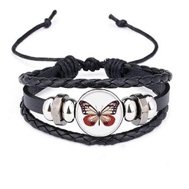 Imagem de DIYthinker Pulseira de corda trançada em couro trançado rosa pálido e vermelho