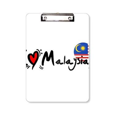Imagem de I Love Malaysia Bandeira da Palavra Amor Ilustração Coração Prancheta Pasta Bloco de Escrita Placa de Apoio A4