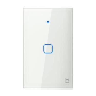 Imagem de Hi By Geonav Interruptor Inteligente Wi-Fi para iluminação, 1 botão, Vidro Temperado, HIINT1C, Branco