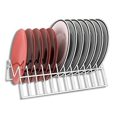 Imagem de Organizador Porta Pratos Vertical de Bancada Armário de Cozinha (branco)