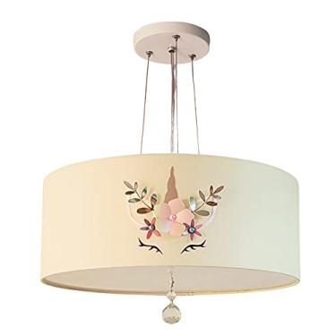 Imagem de Lustre Pendente Infantil Unicórnio Cúpula Crú 40x15 2E27