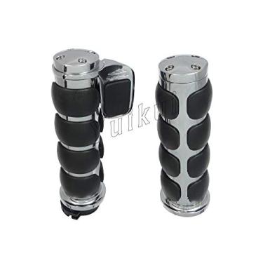 Imagem de Punhos de mão de borracha cromada para motocicleta/tampas de 32 mm (1-1/10.2 cm) Extremidades da barra de apoio do acelerador para HONDA VT1300/FURY/INTRESRATE/SABRE 2009-2015 (Tipo 3, com acelerador