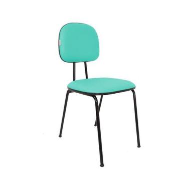 Imagem de Cadeira Fixa Secretaria Polo - Maiart, Turquesa, Couro Sintetico Coran