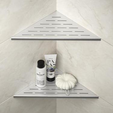 Imagem de Bernkot Prateleira de chuveiro de canto, 30,5 cm de aço inoxidável escovado 304, prateleiras de canto embutidas, 2 unidades, argamassa de banheiro em prateleira para parede de azulejos, tamanho grande