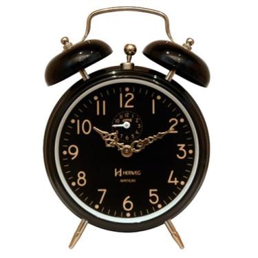Imagem de Relógio Despertador Mecânico Preto/Dourado Herweg 2385 Retrô, Preto co