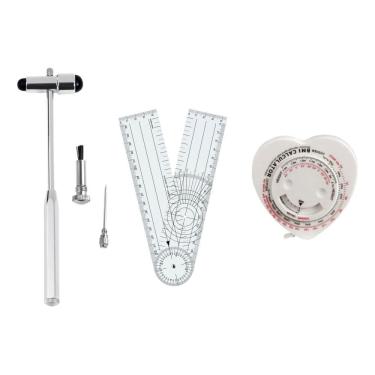 Imagem de Martelo De Reflexo Modelo Buck BIC + Goniometro Grande De PVC + Trena Antropométrica Coração