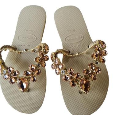 Imagem de Havaianas De Luxo Pedraria Rosé, Creme, 35/36