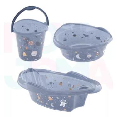 Imagem de Kit Banho Do Bebe Balde,Bacia E Banheira Astronauta Plasutil