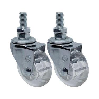 Imagem de Kit 2 un roda rodízio giratório rosca gel 3 pol 75mm móveis - AJAX