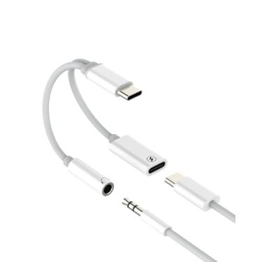 Imagem de Adaptador USB C para conector de áudio de fone de ouvido de 3,5 mm (2 em 1) para porta de carregamento Apple tipo C para iPhone 16 15 Pro Max AUX Cord estéreo para iPad compatível com Samsung S25 S24
