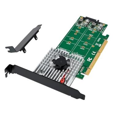 Imagem de Adaptador M.2 NVMe PCIe duplo, M.2 NVMe NGFF SSD para PCI-e 3.1 Gen3 X8 X16 cartão com suporte de perfil baixo suporte M.2 (M Key) NVMe SSD 22110/2280 /2260/2242/2230