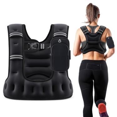 Imagem de ZELUS Colete ponderado para mulheres e homens, colete de peso de 6/8/12/16/9 kg com tiras refletoras, colete em forma de U para treinamento de força, muscular, colete de caminhada, corrida para
