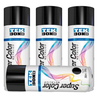 Imagem de Kit 4 Tinta Spray Preto Metálico 350ml
