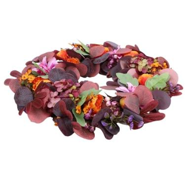 Imagem de Yosoo Coroa de Outono Vívida para Porta Frontal, Materiais Premium, Folhas e Flores, Decoração Sazonal Interna e Externa, Cores Vibrantes, Guirlanda de Outono Simulada Em Estilo retrô
