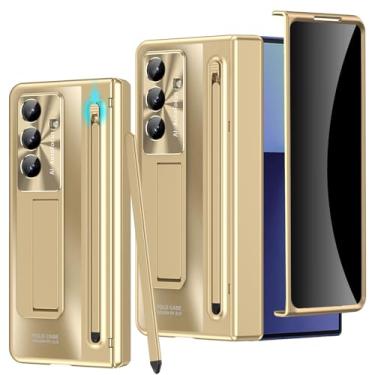 Imagem de YQODSZ Capa para Samsung Galaxy Z Fold 7 com suporte para caneta S e caneta Stylus, protetor de tela de privacidade embutido, proteção antiespião, capa protetora de corpo inteiro com suporte fino para