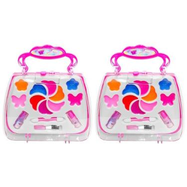 Imagem de 2 Maletinhas de Maquiagem Infantil Estojo 15pçs Maquiar de Verdade Pre