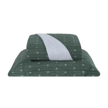 Imagem de Cobre Leito 2 Peças Solteiro Percal 200 Fios Decor 100% Poliéster - Verde