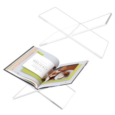 Imagem de Haploon Suporte de acrílico transparente para cozinha e exibição – suporte resistente para livros de receitas, bíblias, livros de arte | Suporte de leitura mãos livres 25 x 15 cm (embalagem com 2)