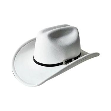 Imagem de Chapéu De Couro Vintage Estilo Western Com Aba Larga Cloche Sombrero P