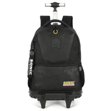 Imagem de Mochila de Rodinhas Escolar Juvenil Sonic - Luxcel, Preto
