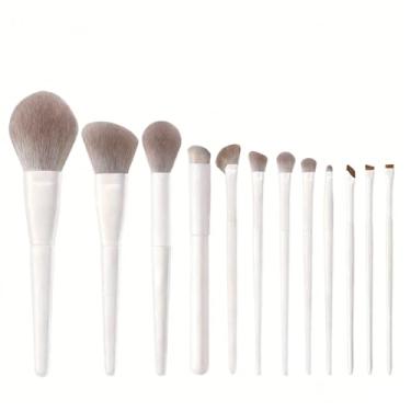 Imagem de Conjunto de 12 pincéis de maquiagem com cerdas macias, pincéis profissionais de maquiagem para sobrancelhas, sombra, cabelos macios e cabo de plástico