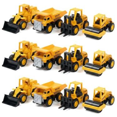 Imagem de Kit 12 Caminhões De Fricção Infantil Construção Sortido Atacado Brinqu