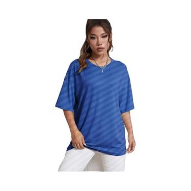 Imagem de Camiseta Feminina De Algodão De Manga Curta Em Cor Sólida, Respirável,