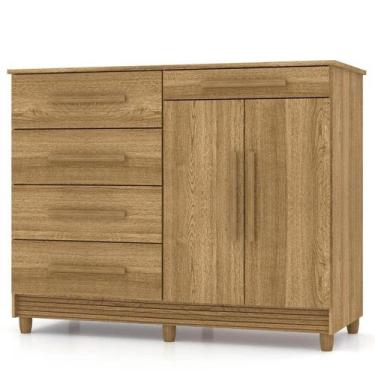 Imagem de Cômoda para Quarto com Sapateira 2 Portas 4 Gavetas Lírio V02 Nature/B