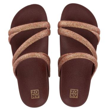 Imagem de Chinelo Feminino Conforto Flat Tiras Brilho Zaxy Glitter