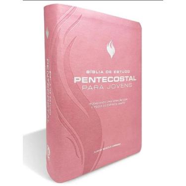 Imagem de Bíblia de estudo pentecostal para jovens média luxo rosa - CPAD