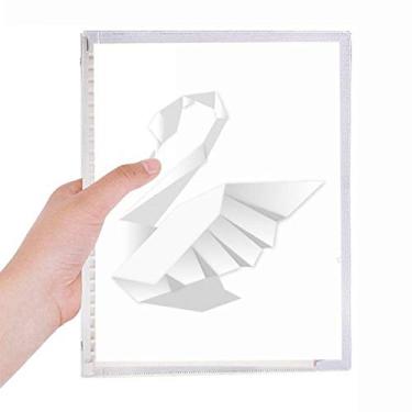 Imagem de Caderno com estampa de borboleta abstrata de cisne branco com folhas soltas e diário recarregável
