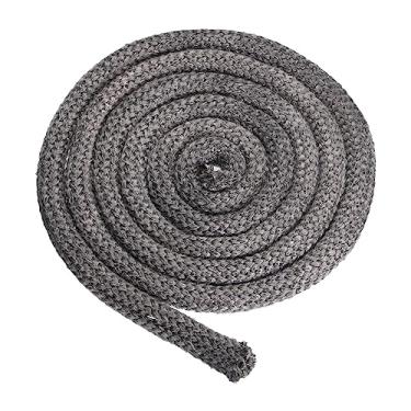 Imagem de PATIKIL Gaxeta de fogão a lenha de 2,5 cm x 299,7 cm, fibra de vidro de grafite redonda de alta temperatura, vedação de resistência de substituição para fogões e porta de lareira, preta