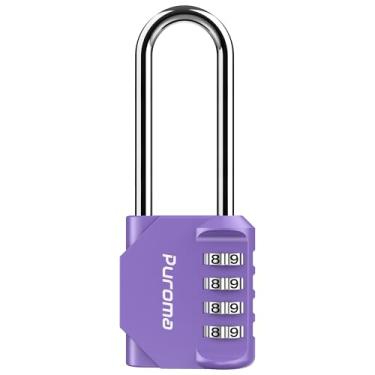 Imagem de Puroma 1 pacote com cadeado de 6 cm de comprimento com combinação de manilha de 4 dígitos para ambientes externos à prova d'água para trava de ferrolho, armário esportivo, cerca, portão, caixa de