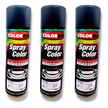 Imagem de Tinta Spray Automotiva Colorgin Preto Fosco 300ml 3 Unidades - color g