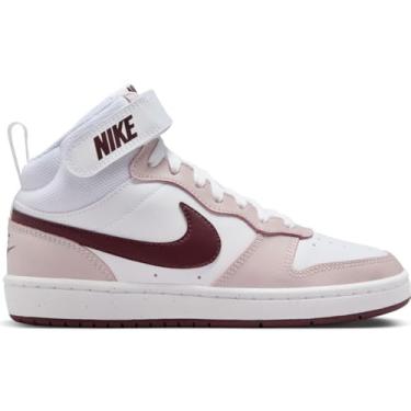 Imagem de Nike Court Borough Mid 2 (PSV) Tênis de basquete infantil unissex, BRANCO/BORGONHA CRUSH-PLATINA VIOLETA, 40 EU