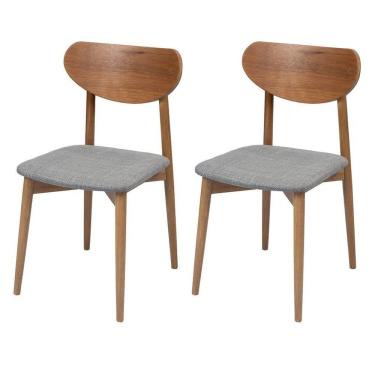 Imagem de Kit 2 Cadeiras Gala Madeira Maçica - Alt 86 x L 44 cm x P 46 cm Natural/ Cinza