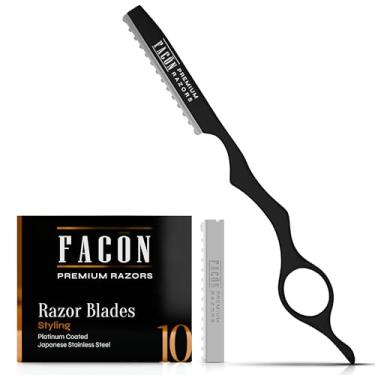 Imagem de Facón Aparelhos de barbear para cortar cabelo – Kit de barbear profissional para penteados com 11 lâminas de reposição, ferramenta de corte de cabelo de aço inoxidável para salão e casa, lâmina de