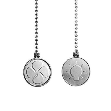 Imagem de TWDRTDD Enfeites de corrente de ventilador de teto, 2 peças de conector de corrente de tração de 30,5 cm de comprimento, padrão de ventilador de lâmpada de latão antigo de corrente de puxar em forma