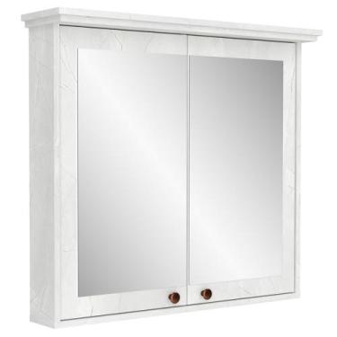 Imagem de Armário Para Banheiro Com Espelho 2 Portas 80cm Malezia B06 Cristal - 