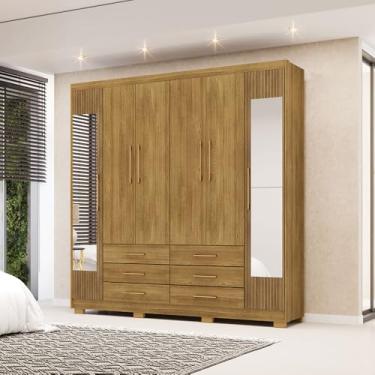 Imagem de Guarda Roupa Dunas Casal 6 Portas de Bater 2 Com Espelhos 6 Gavetas MDF Nature G98 - Gran Belo