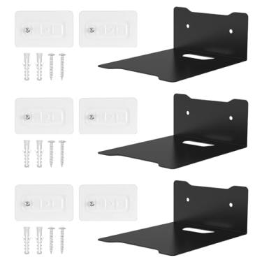 Imagem de DJAPWPX Prateleira flutuante invisível de 3 peças com dois métodos de instalação, prateleira de parede flutuante resistente preta para economia de espaço