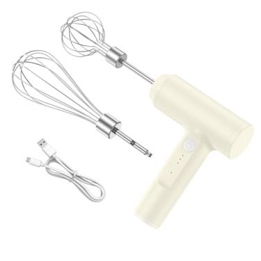 Imagem de Batedor elétrico sem fio, batedeira manual elétrica, batedor de ovos portátil com 3 velocidades, pequeno misturador recarregável por USB de 2000 mAh para misturar bolos de manteiga de geleia de ovo