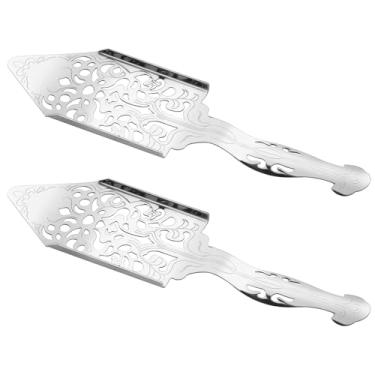 Imagem de 2 colheres de fonte de absinto de aço inoxidável, gotejador vintage de absinto, coador de vidro de bar, gotejador de açúcar quadrado vazado, filtro de malha de cubo de gelo, colher, coador de barra (2