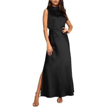 Imagem de Vestido maxi Miss Nedime, festa de casamento, cetim, sem mangas - Yong