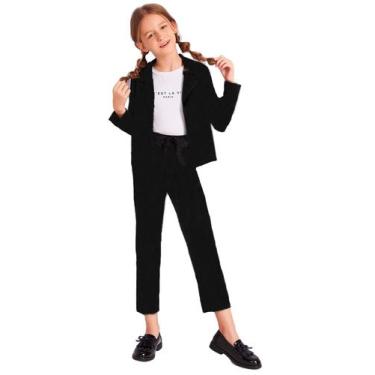 Imagem de Roupa Milumia Girl's de duas peças, blazer e calça preta de 8 anos