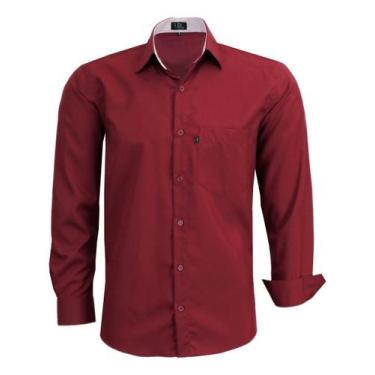 Imagem de Camisa Social Manga Longa Com Bolso Lbl Lisa Poliéster 3039, Vinho, 7