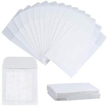 Imagem de SOFPLATE 1 caixa de 50 peças de sacos de papel de vidro sacos de papel de cera plana de 7 x 12 cm envelopes pequenos de vidro envelopes brancos de cera semitransparentes para biscoitos, doces