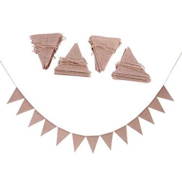 Imagem de Bandeiras de estamenha MUNEFE, faixa de linho com bandeiras, faixa de serapilheira DIY, bandeira triangular de tecido para festa de casamento, decoração de celebração de feriado