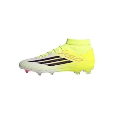 Imagem de adidas Tênis unissex adulto F50 League Mid Firm Multi Ground, Team Solar amarelo/preto/vermelho lúcido, 9 Women/8 Men